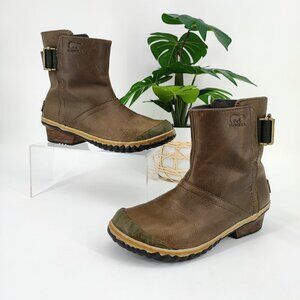 Sorel Women’s Slimboot Brown Shortie Pull On Ankle Waterproof Boots Size 6 US